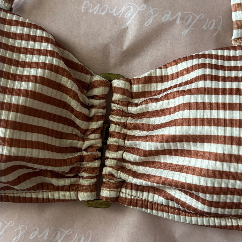 NWT Rylee + Cru XS rust and White Striped Bandeau Bikini Top - Picture 4 of 6